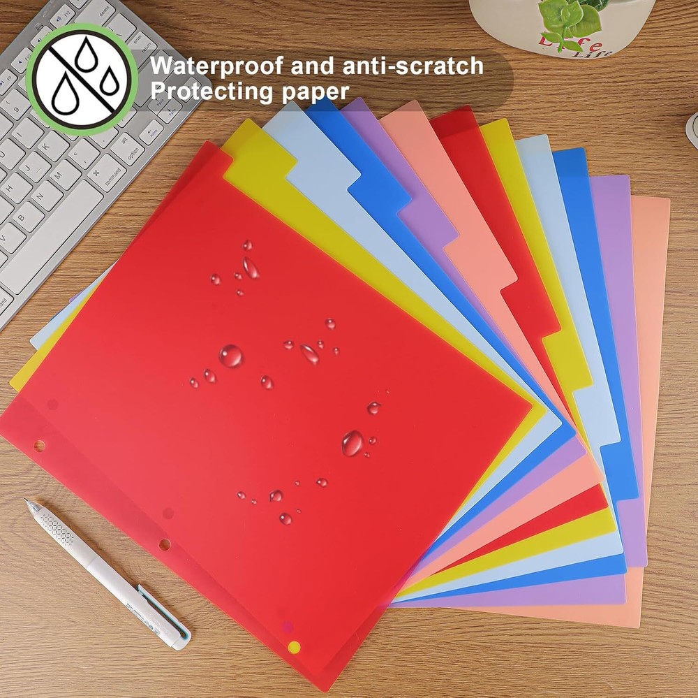 12 Tab Binder Dividers Multicolor Notebook Folder Dividers for 3 Ring Binder