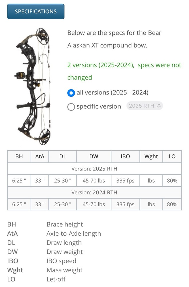 Bear Archery Alaskan XT Compound Bow Rh 55-70 Lb 29”