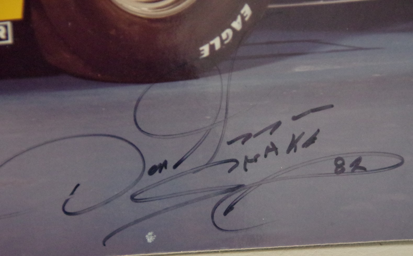 AUTOGRAPHED DON THE SNAKE PRUDHOMME NHRA FUNNY CAR PHOTO LARGE 20X10 ON BOARD