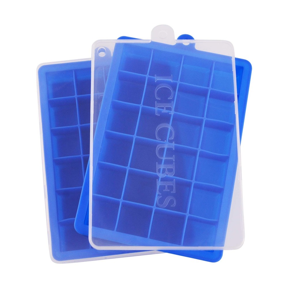 Ice Cube Tray, Silicone Square Ice Trays Easy Release Stackable Ice Cube Mold...