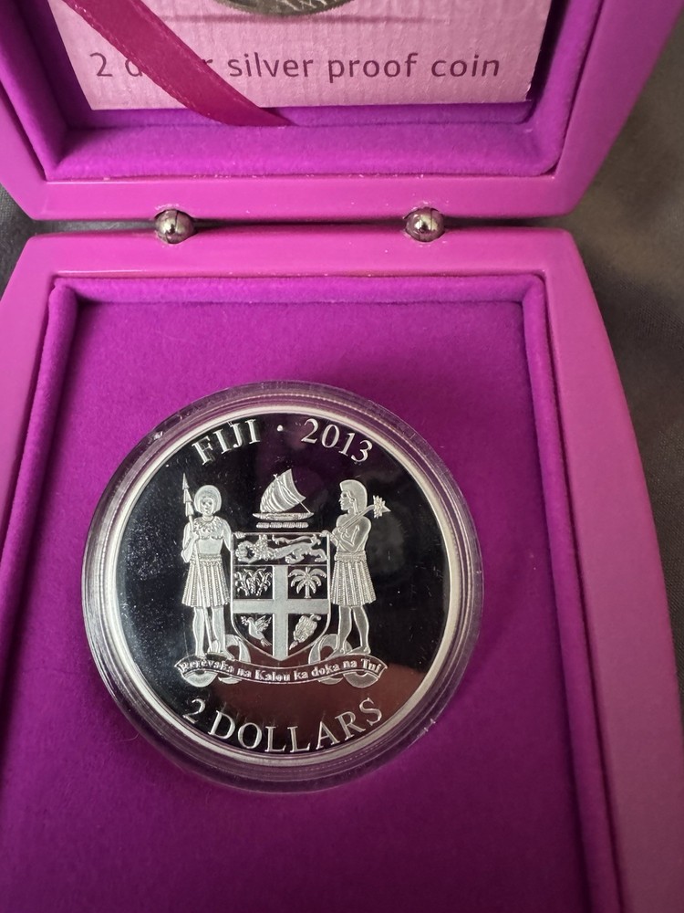 Fiji 2013 2 Dollar Silver Proof Multicolor Coin Sphynx Super Cat