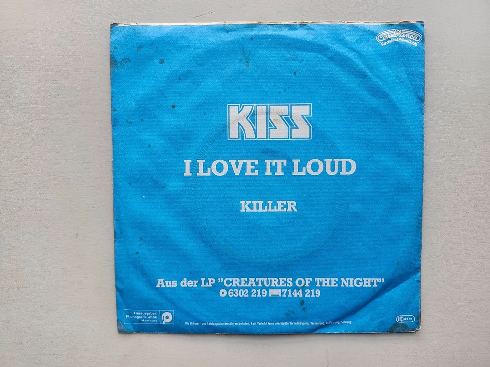 KISS RARE Vintage 1982 German I Love It Loud Killer 7" Vinyl 45 Import 6000 911