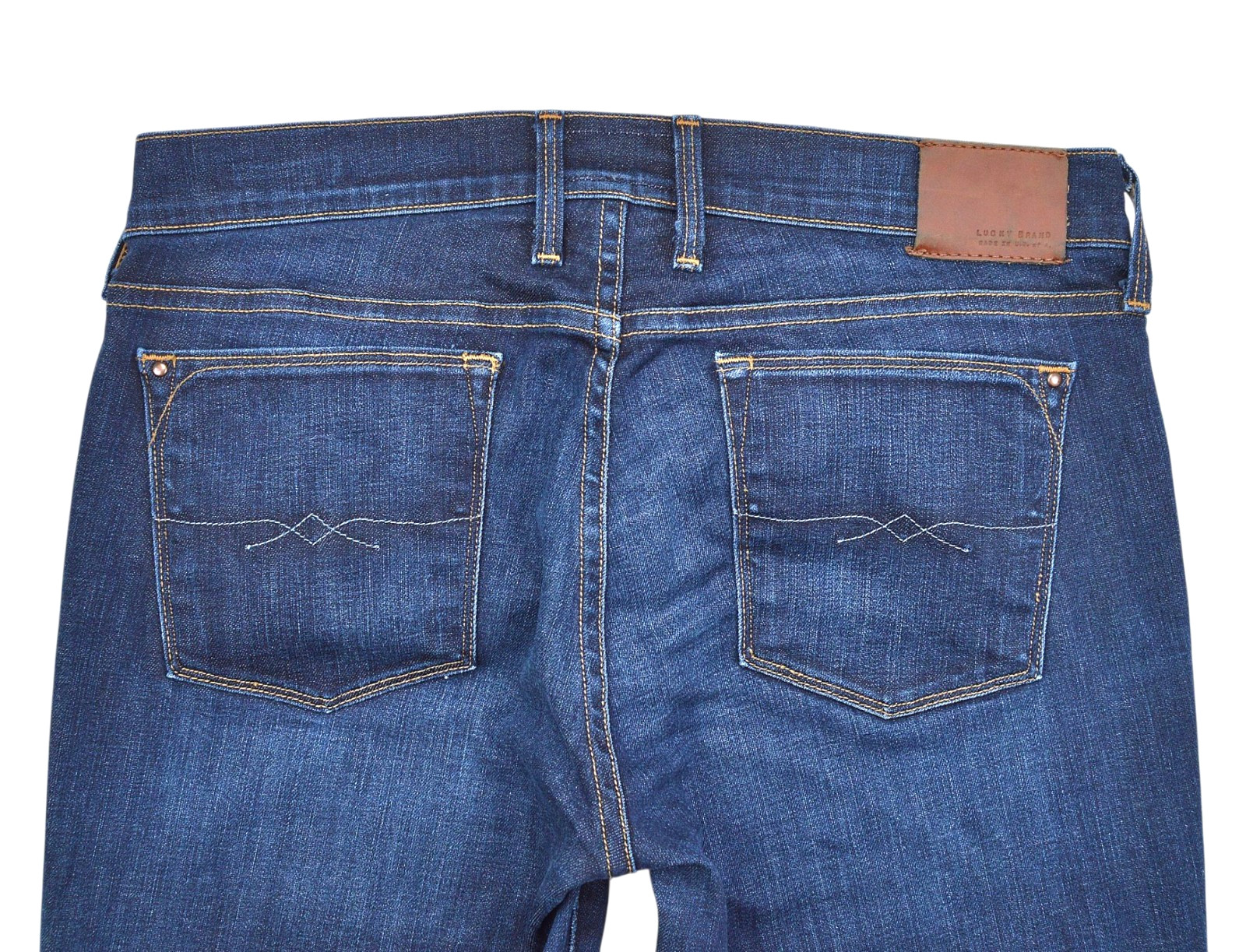 Lucky Brand Charlie Skinny Jeans Womens 6/28 Dark Blue Denim White Oak Cone USA