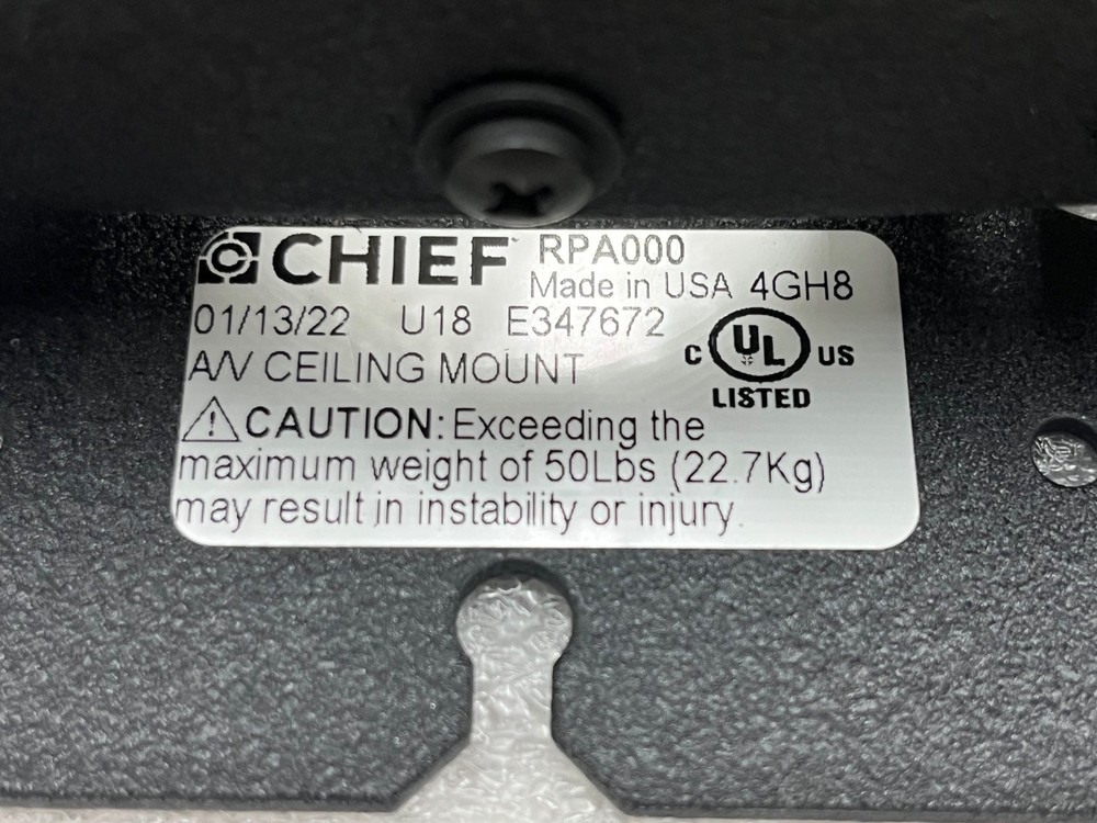 Chief RPAU Ceiling Mount Projectors Universal Fit Adjustable Black