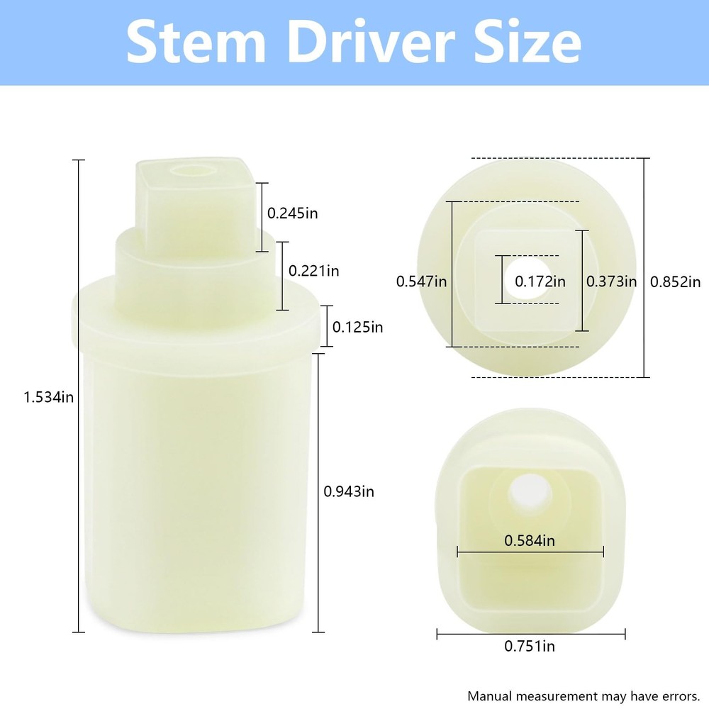 1070733 Stem Driver Replacement for Kohler Shower Handle Adapter, White