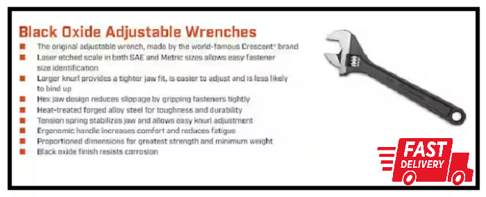 4 In. Black Oxide Adjustable Wrench