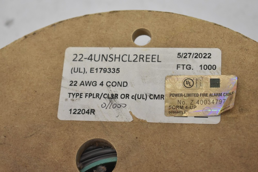 Advanced Digital Stranded Riser Security Alarm Cable Gray 1000' 12204R 22/4C