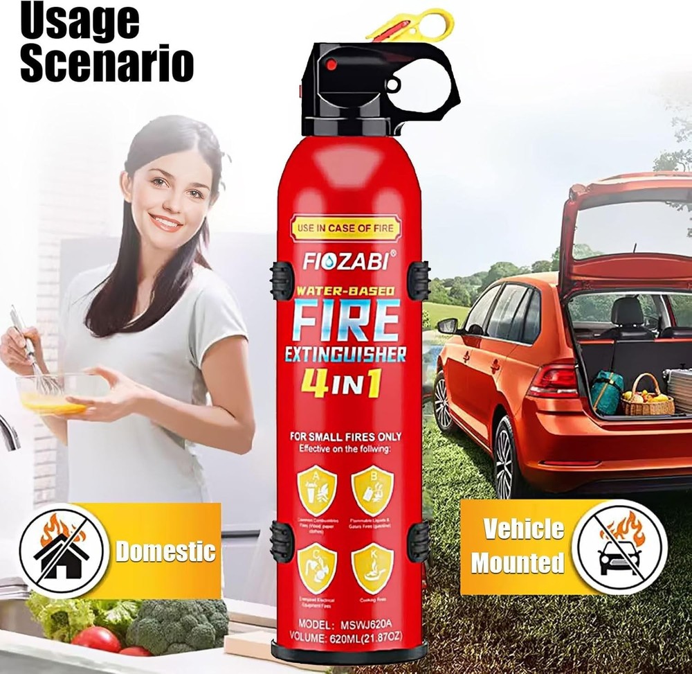 Portable Fire Extinguisher Spray 620ml 4 Pack ABC Multi‑Purpose w/ Bracket