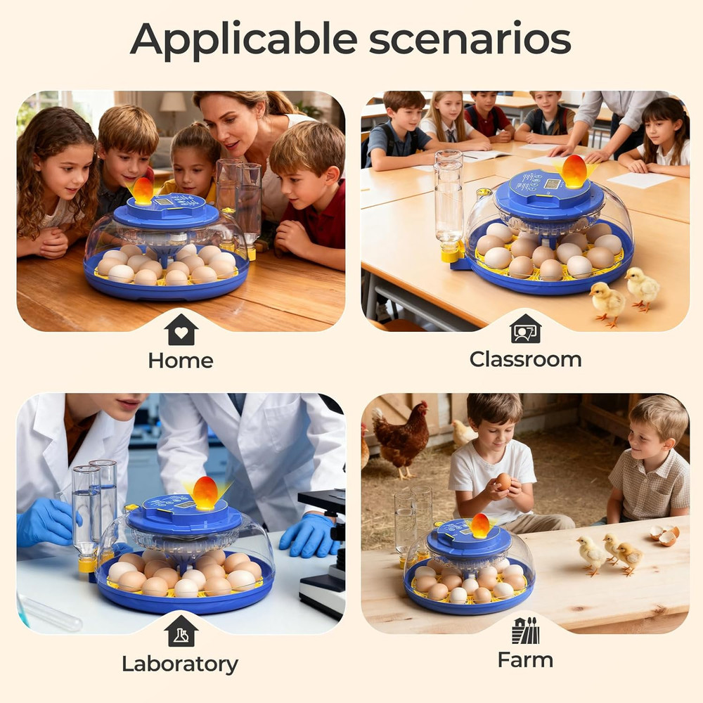 18 Egg Incubators for Hatching Eggs, 360° View with Automatic Egg Turning & Humi