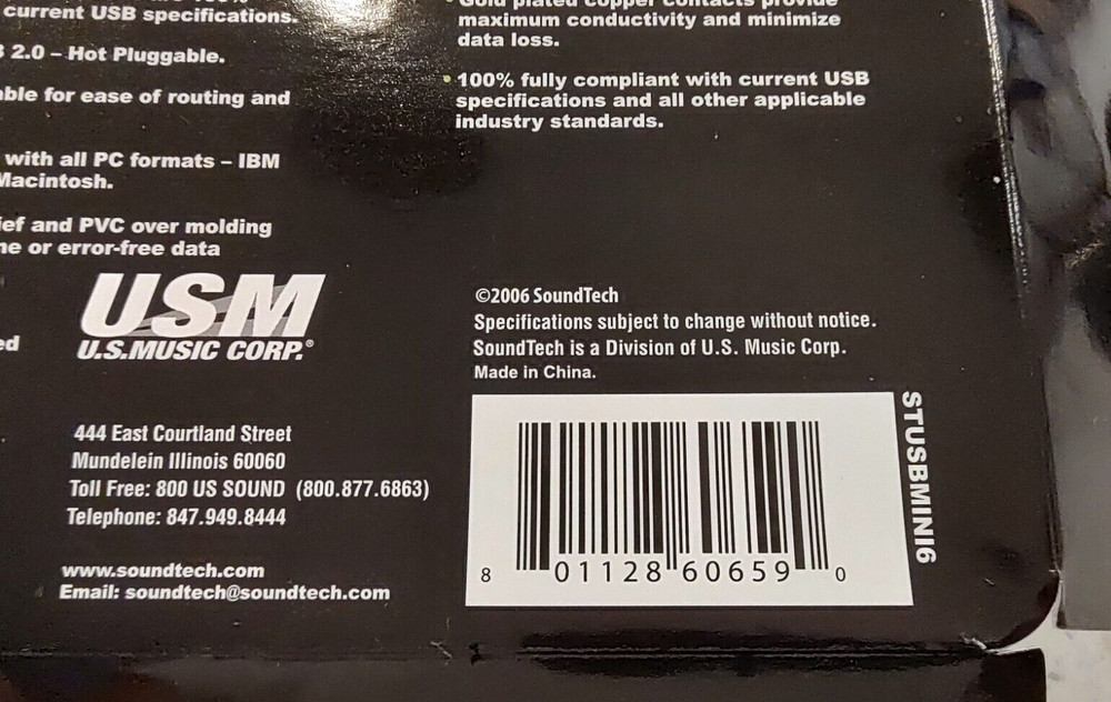 LIGHTSNAKE STUSBMINI6 USB-A TO USB-MINI CABLE - LIGHTS UP WHEN DATA PASSES