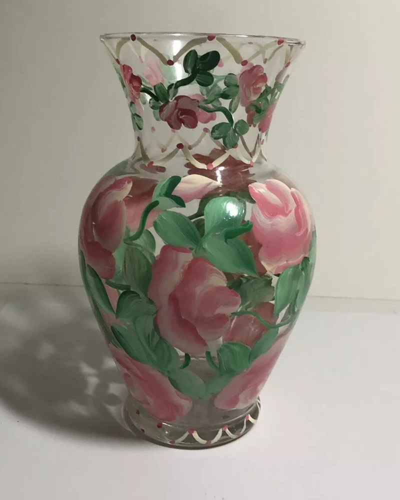 Beautifully hand painted glass vase