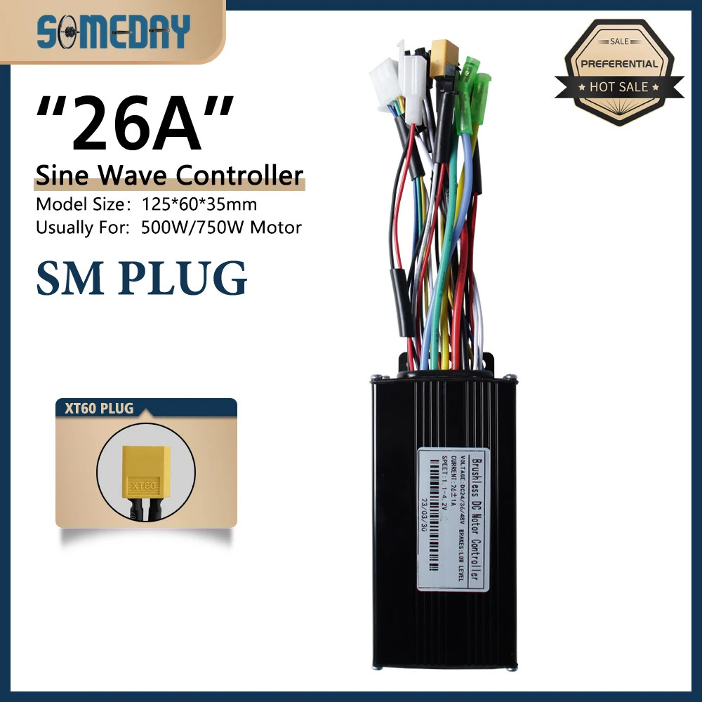 26A E-bike Sinawave Controller 24V/36V/48V Three-Mode with Learning Function