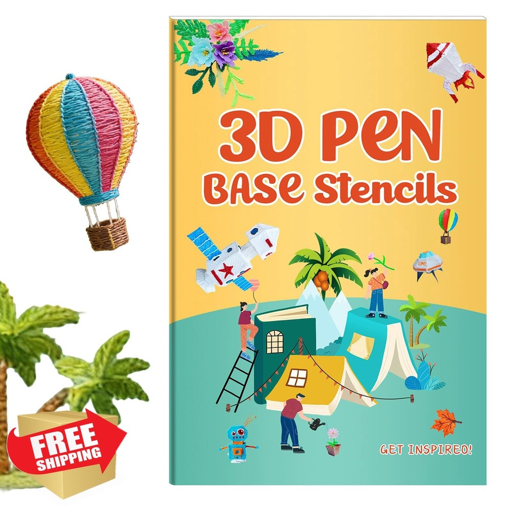 3D Printer Pen Stencils Paper Templates 22 Sheets 44 Patterns Small PVC Board