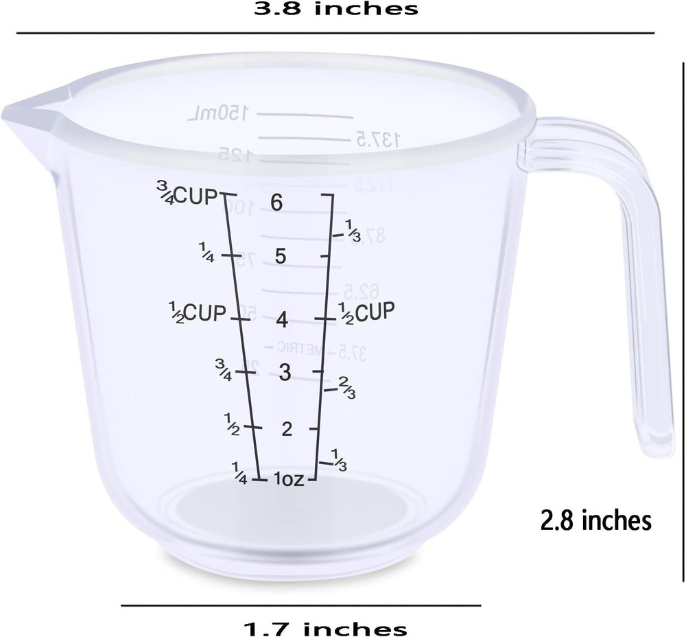 3/4 Cup Dishwasher Safe Measuring Cup - Ideal for Precise Kitchen Measurements
