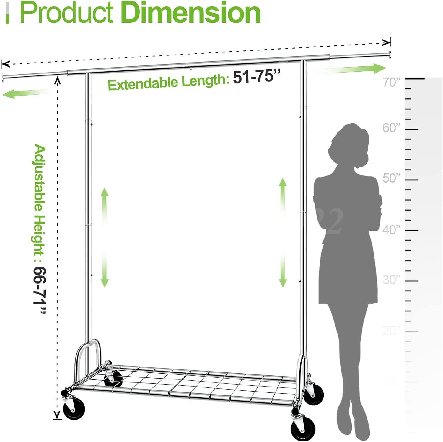 450lbs Heavy Duty Commercial Clothing Garment Rack Rolling Collapsible Chrome US