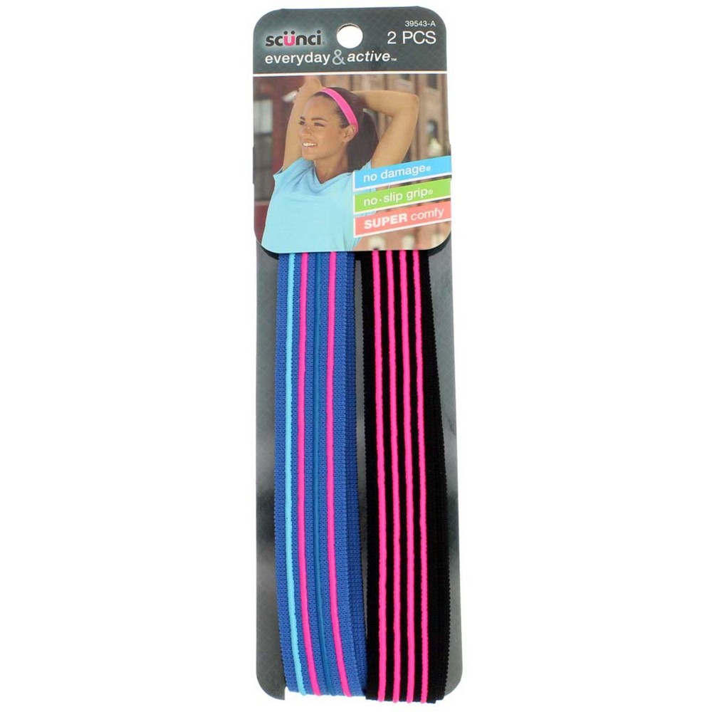 6 Pack Scunci Everyday & Active No Damage Headbands, Pink Patterns, 2 Ct