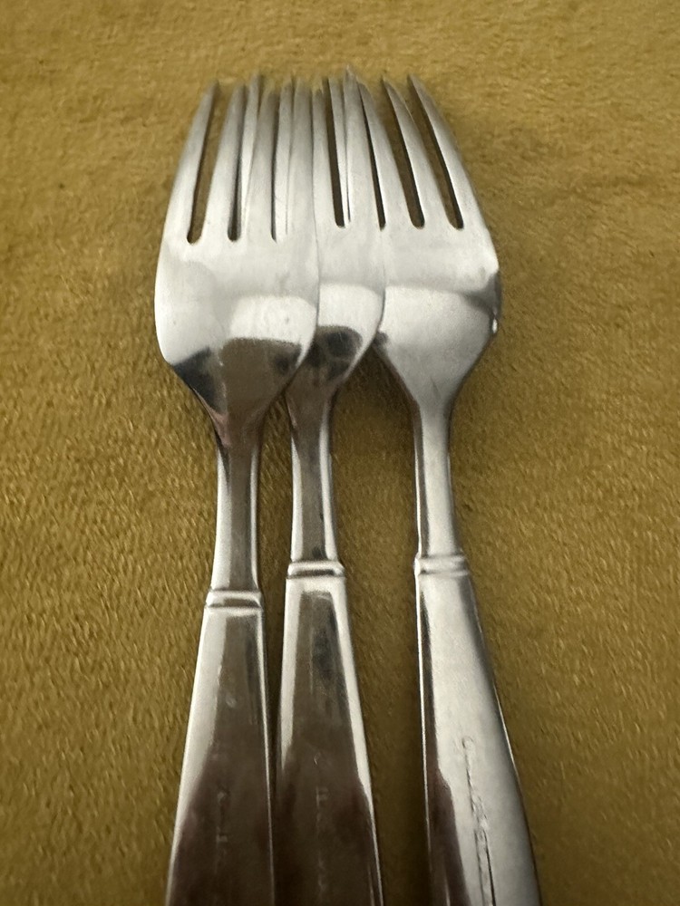 (3) Dinner Forks Wallace Silver WAS213 Stainless Flatware Minimalist