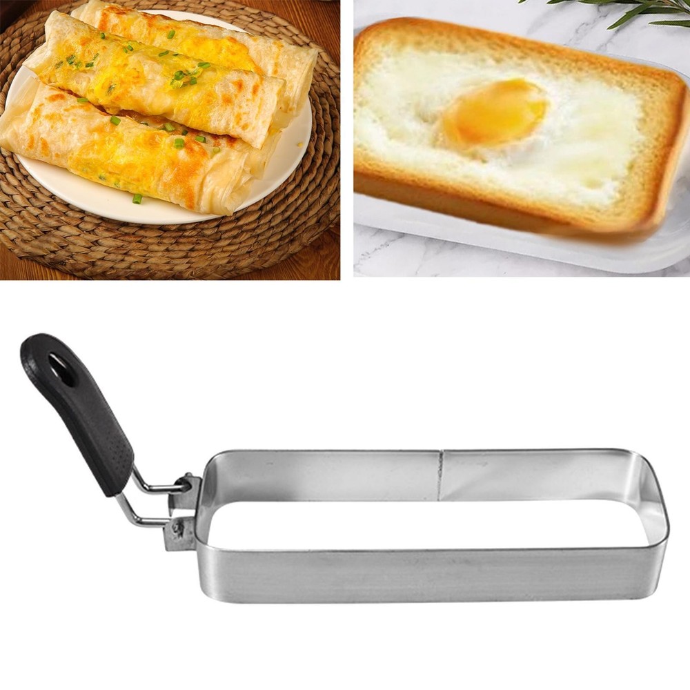 Fried Egg Ring Muffin Omelette Ring for Griddle Pan with Handle Rectangle