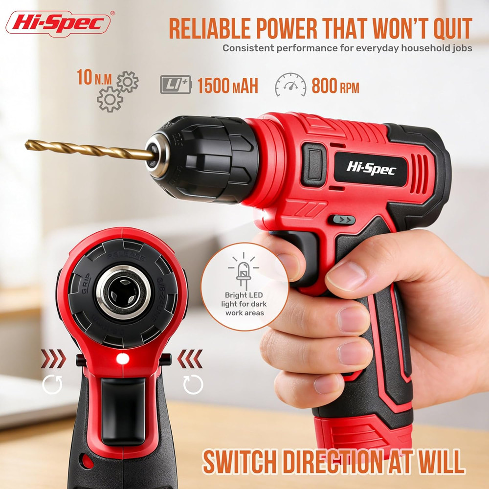 Tool Set with 8V Cordless Drill Set. Complete DIY Tool Kit with USB Rechargeable