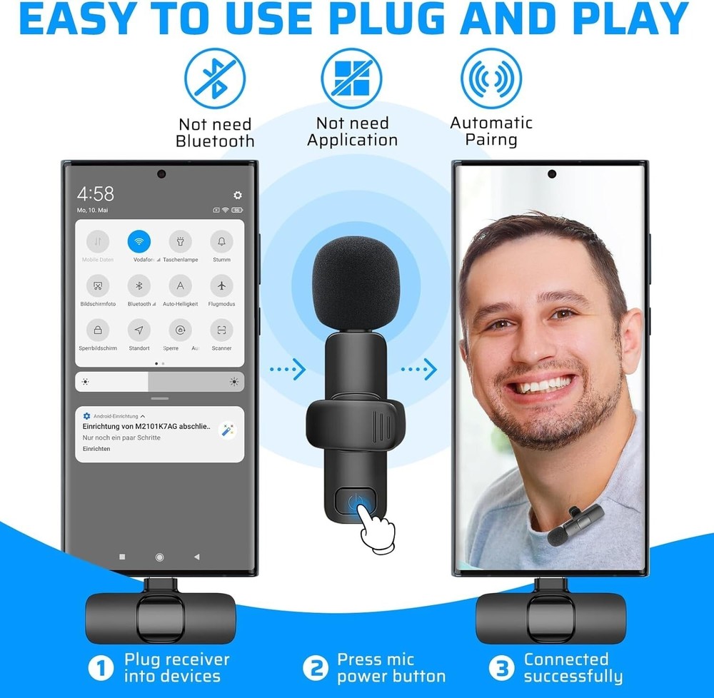 Dual Wireless Lavalier Microphone Camera/iPhone/Android/GoPro Professional Lapel