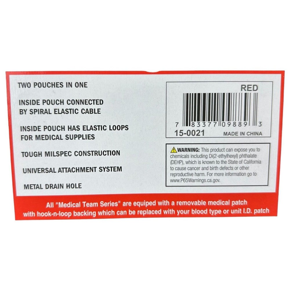 VooDoo Tactical 15-0021 Individual First Aid Kit, Red