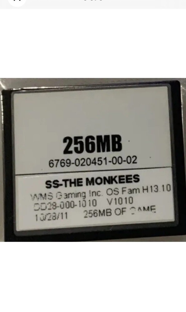 WMS BB2 SLOT MACHINE GAME SOFTWARE THE MONKEES (MONKEYS) TESTED GAME CARD ONLY