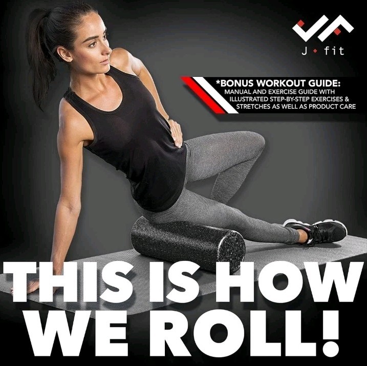 JFIT High Density Foam Roller, Solid Blue, 18-Inch