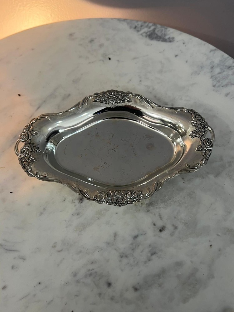 Vintage Silver Plated Old Master Floral Edges Oval Vegetable and Fruit Bowl 8"