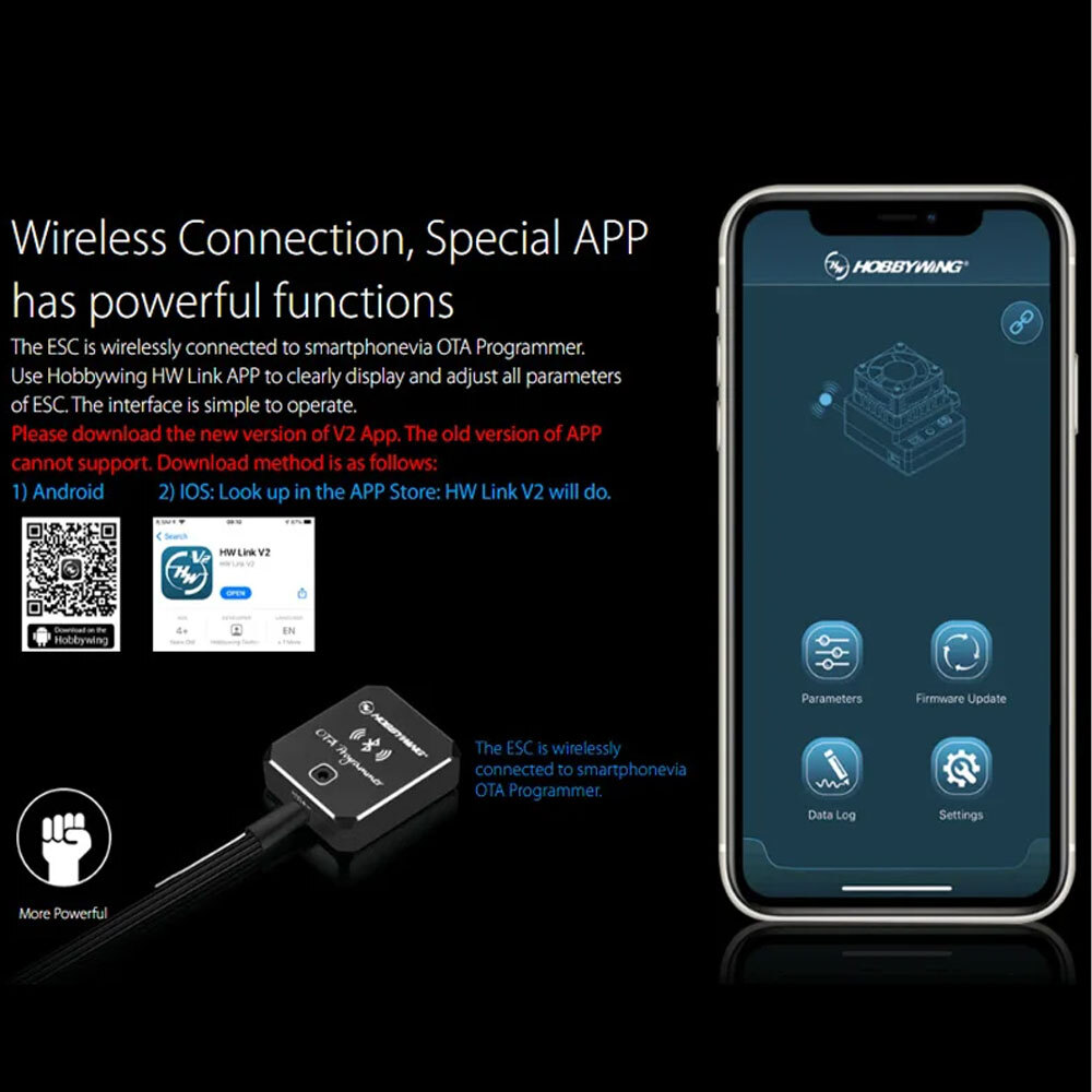 Hobbywing OTA Programmer Bluetooth Module for Xerun Ezrun Platinum Brushless ESC