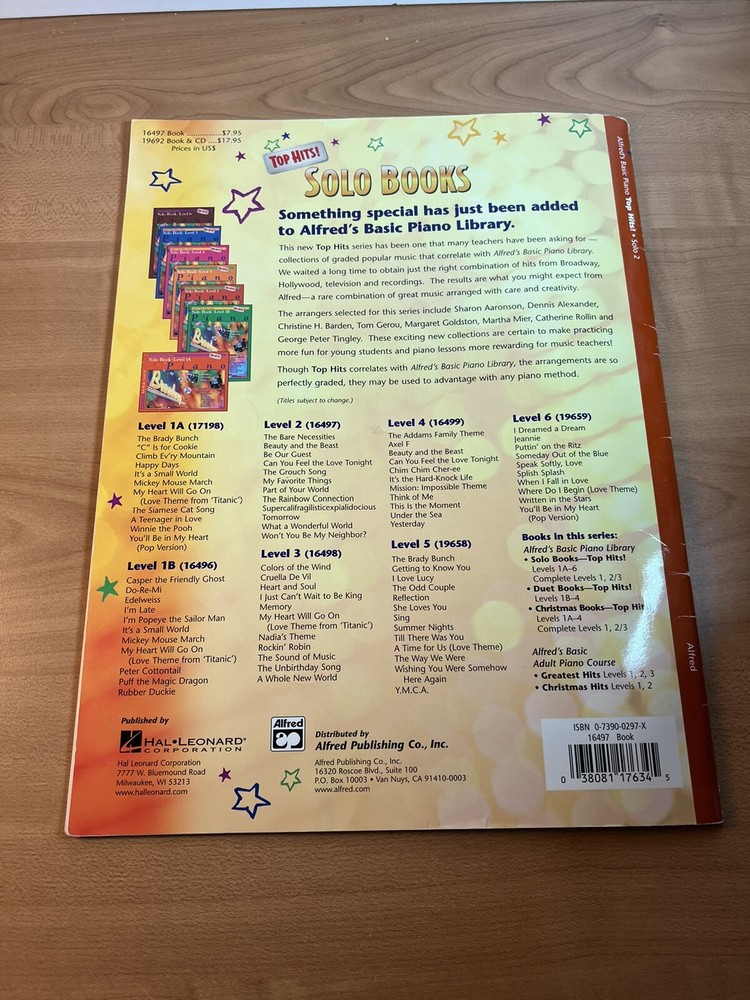 Alfred's Basic Piano Library Level 2 Solo Book Top Hits!