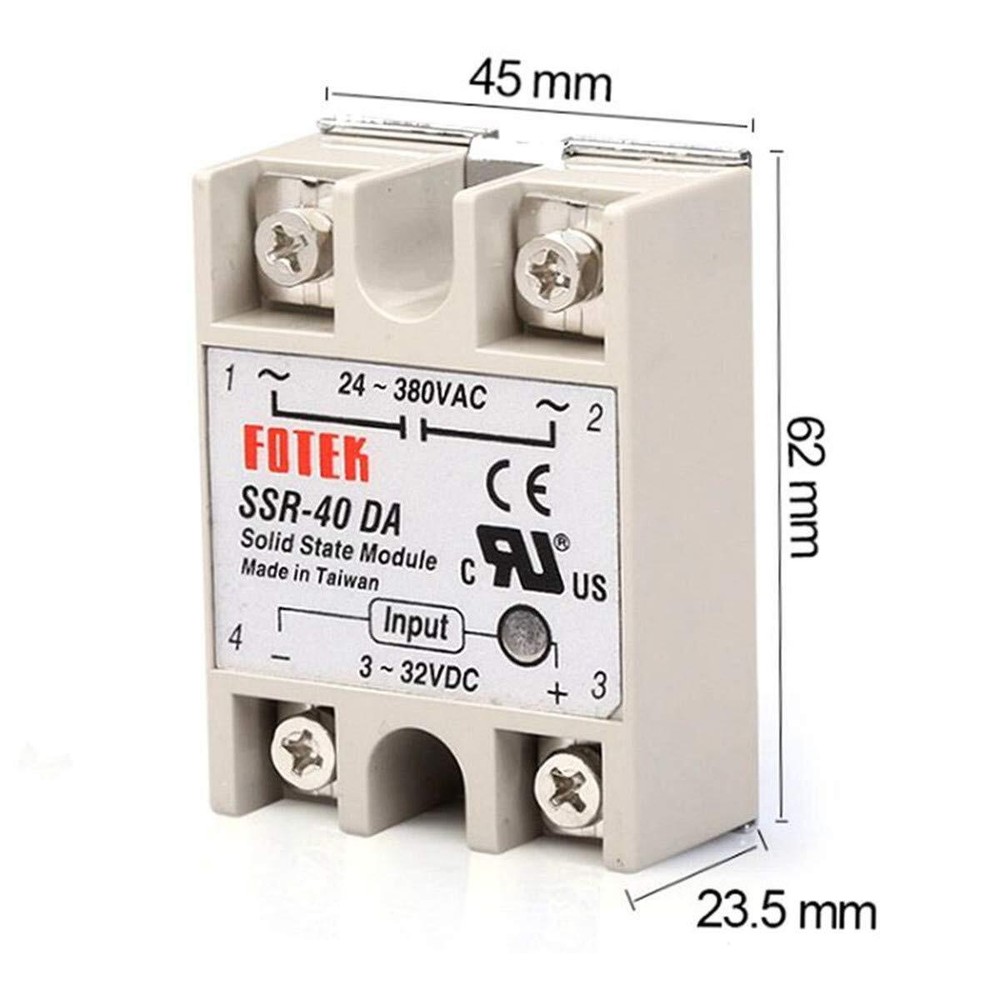 2-Pack SSR-40DA Solid State Relay Single Phase 3-32V DC to 24-380V AC