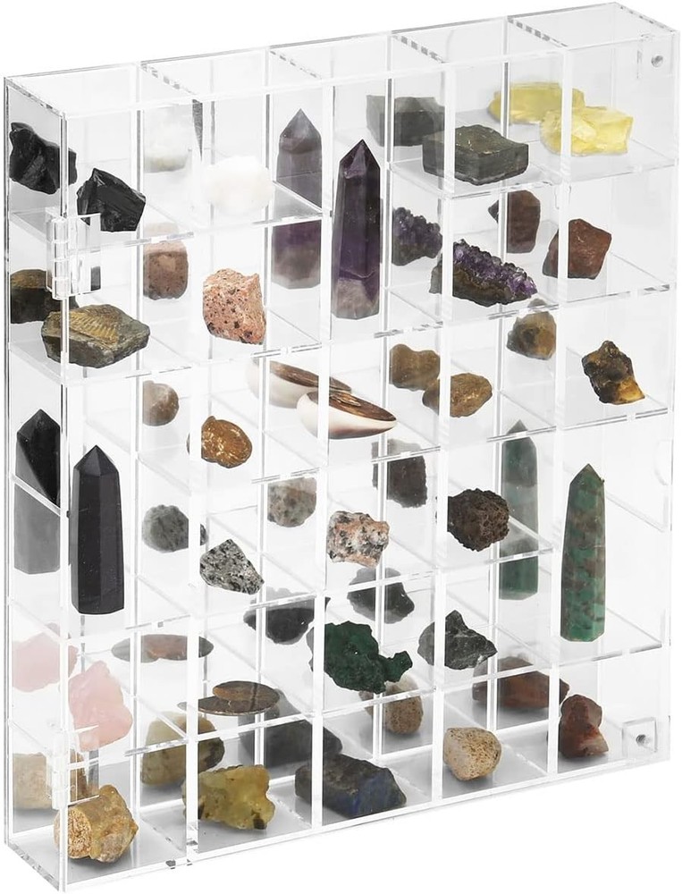 Adjustable Rock Display Case Clear Acrylic Collection Box with