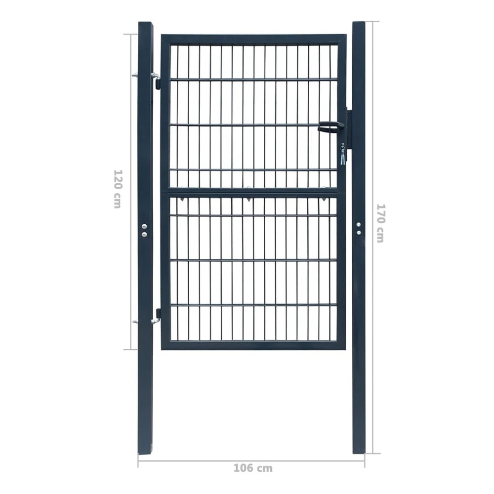 2D Fence Gate (Single) Anthracite Grey 39.4x47.2"