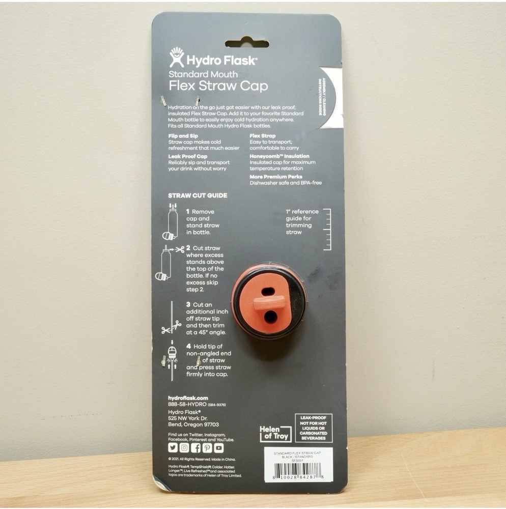 HYDRO FLASK Standard Mouth FLEX STRAW CAP w/ Two Replacement Straws