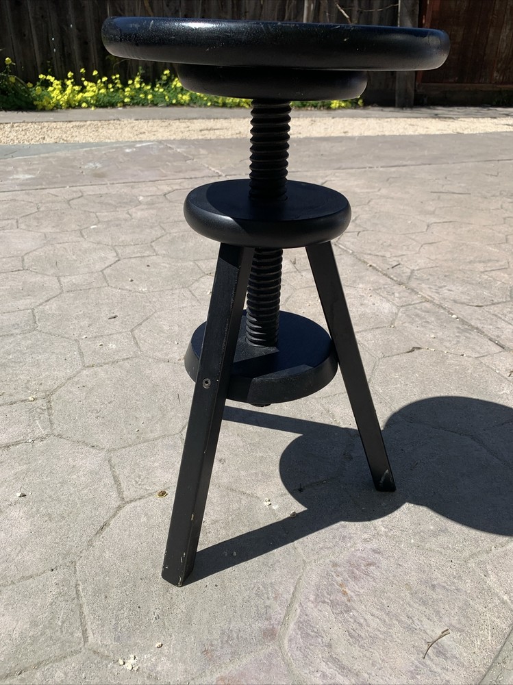 Vintage Black Swivel Printers Chair Stool Bench Adjustable