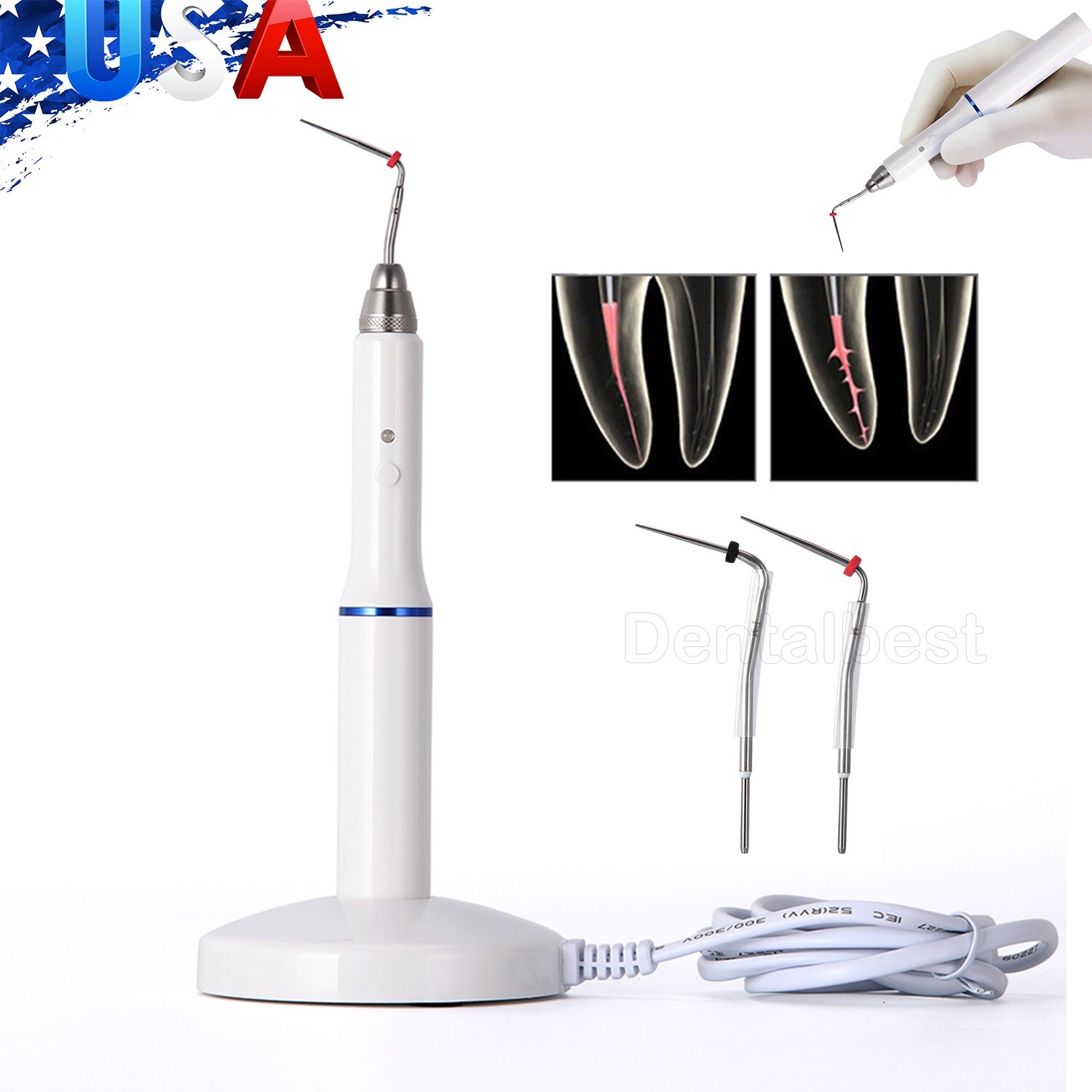 Sistema de obturación de gutapercha Dental pluma calefactora Endodoncia +2puntas