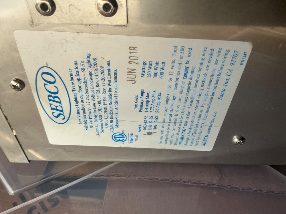 Sebco Low Voltage Lighting Transformer