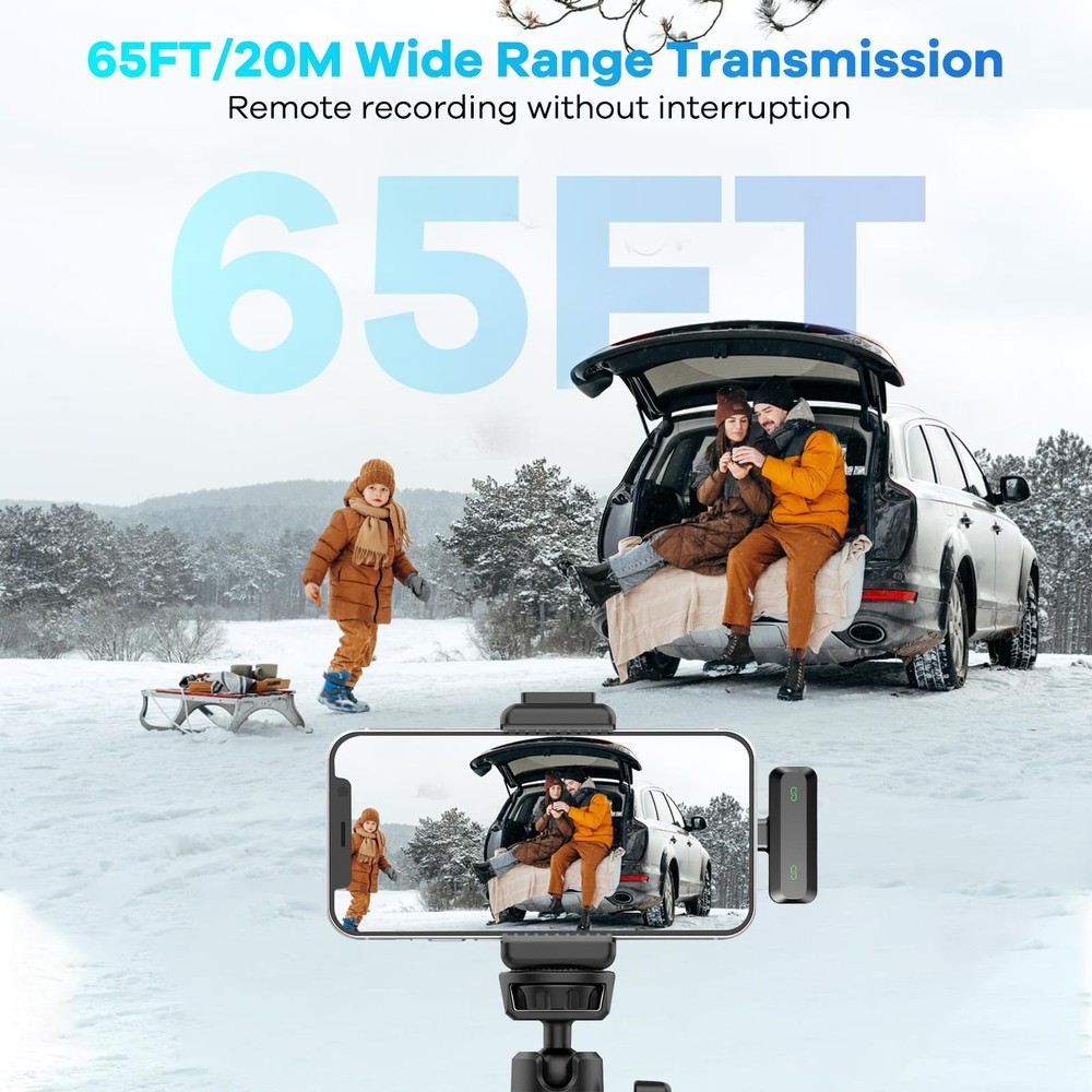 ODGG 2 Pack Wireless Lavalier Microphone for iPhone 15, USB C Lightning