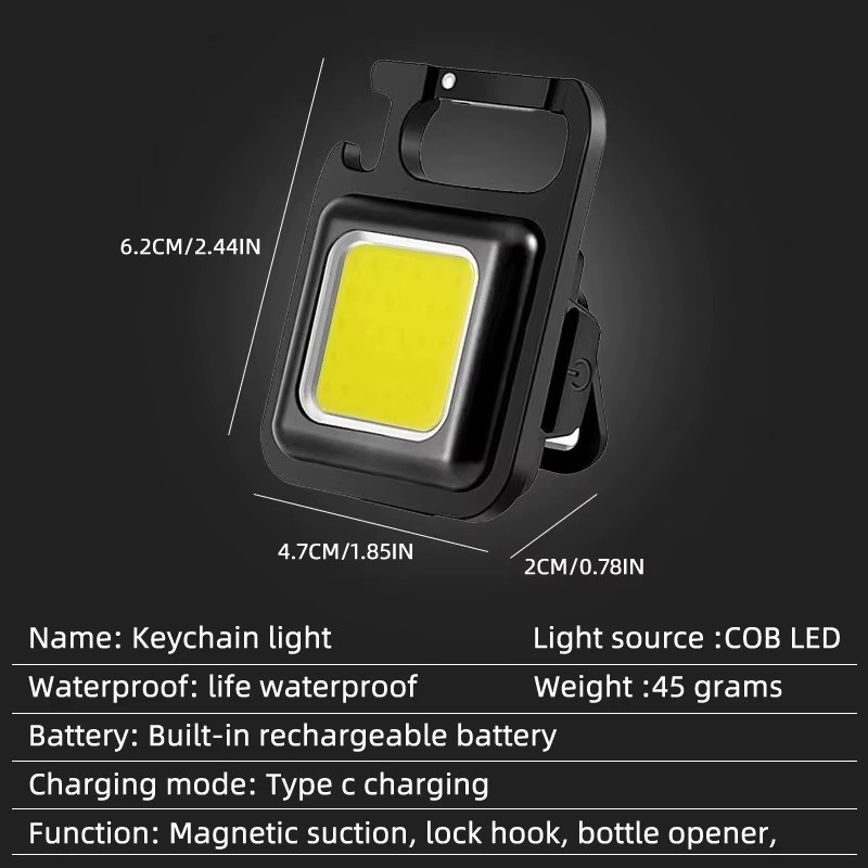 800 Lumens Mini COB Flashlights Bright Rechargeable Keychain Small Flashlight US