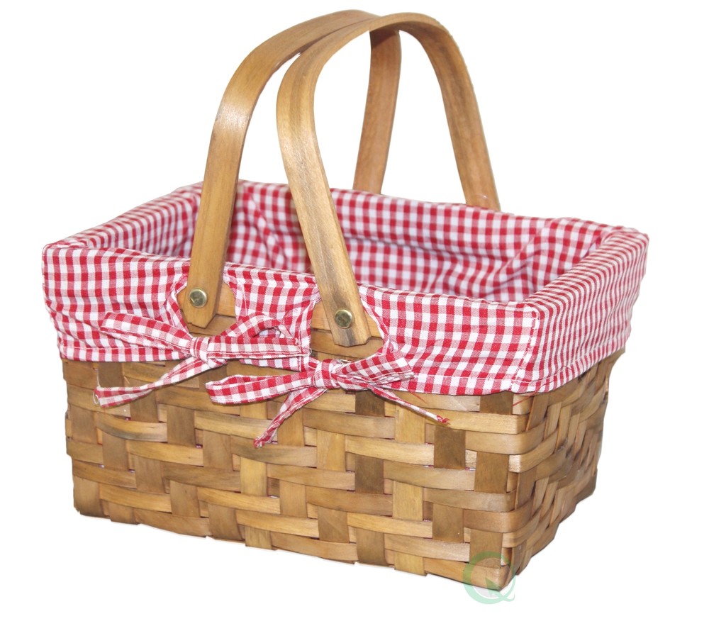 New Rectangular Basket Lined with Gingham Lining
