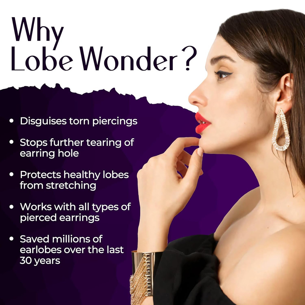 Lobe Wonder - the ORIGINAL Ear Lobe Support Patch for Pierced Ears - Eliminates