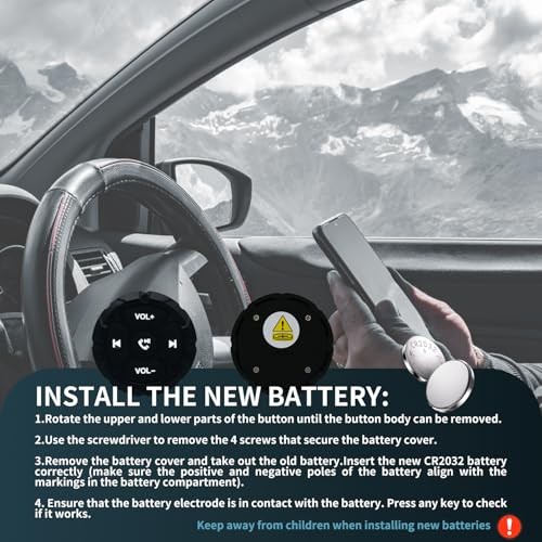 Bluetooth Media Button Remote,Waterproof Wireless Music Controller for Black