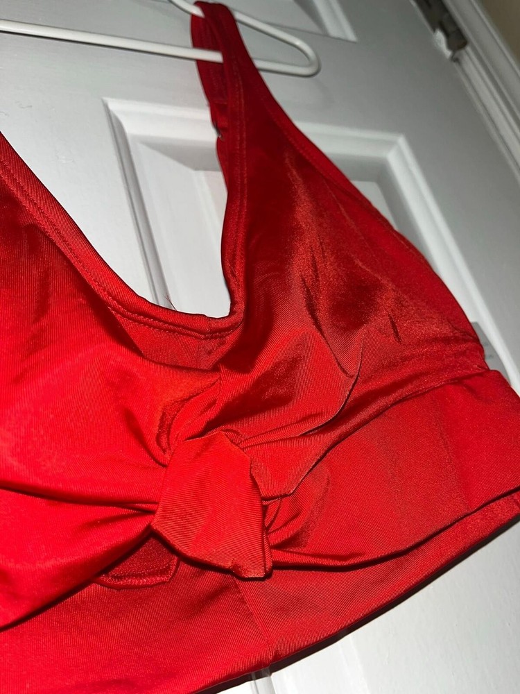Oasis Womens Small Red Bikini Top Tie Front NWT
