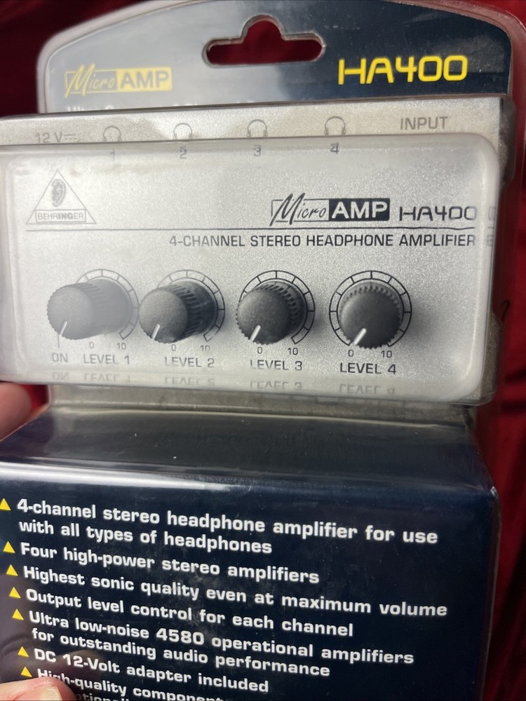 Behringer HA400 MicroAMP 4-Channel Stereo Headphone Amplifier New