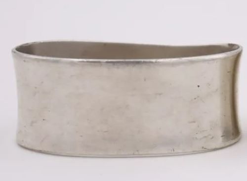German Mid-Century Modern 800 Silver Napkin Ring "E" initial engraving