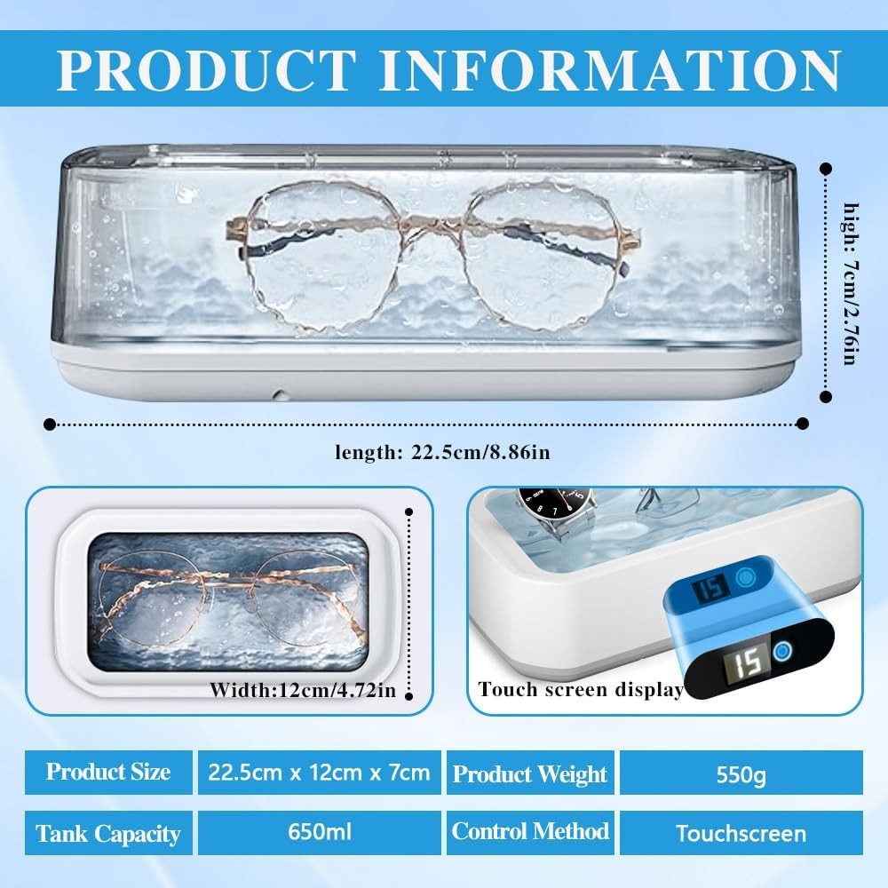 650ML Ultrasonic Cleaner Wave Cleaning Jewellery Polishing Machine Tank Timer US