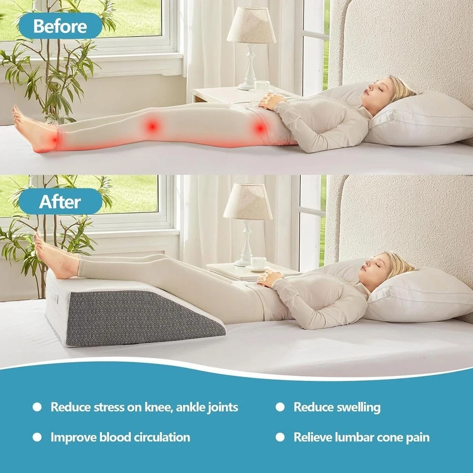 Memory Foam Leg Elevation Pillow - Support Pillow to Raise Feet for Better Eleva
