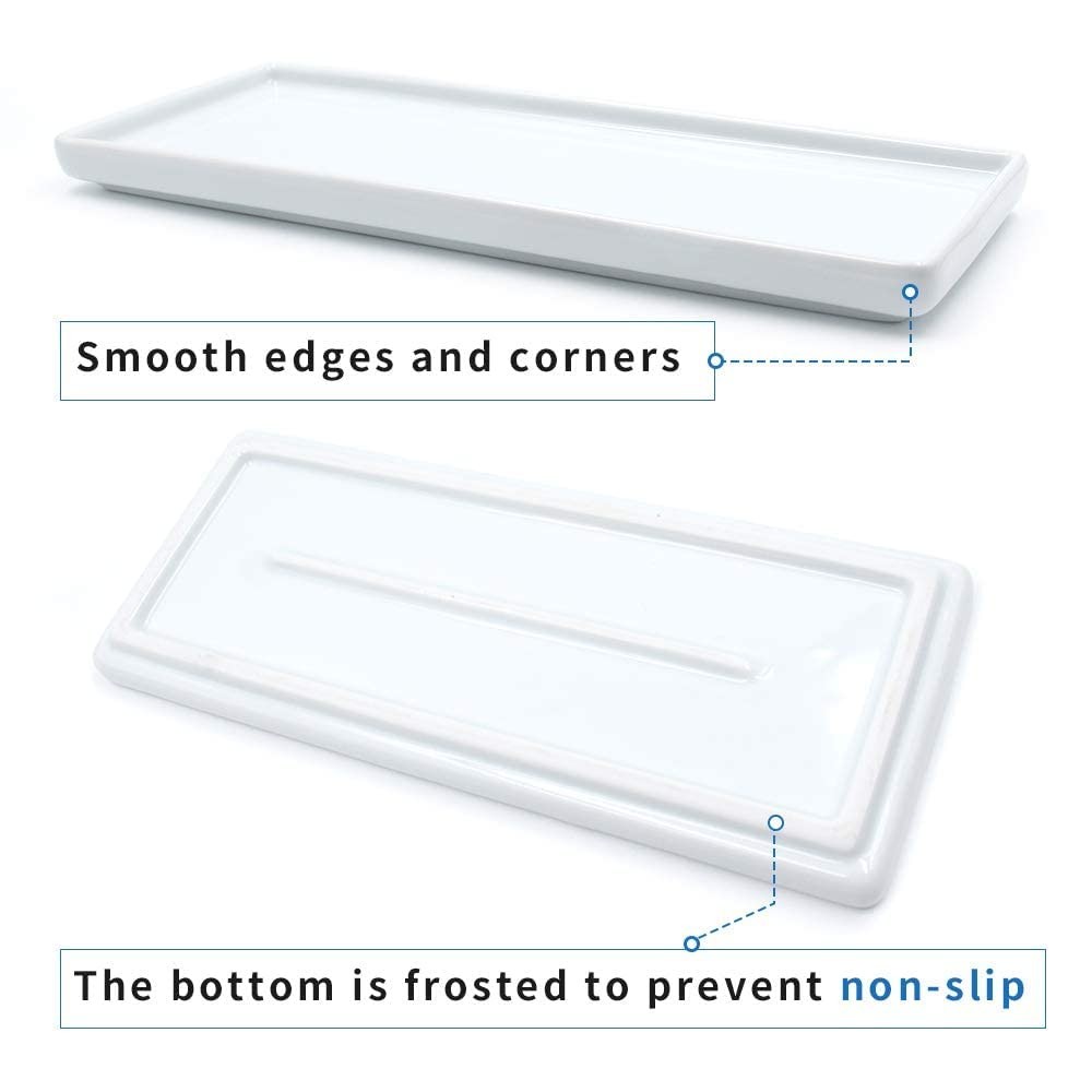 Floatant Ceramic Candle Tray Small Rectangle,Bathroom White Tray, Marble For