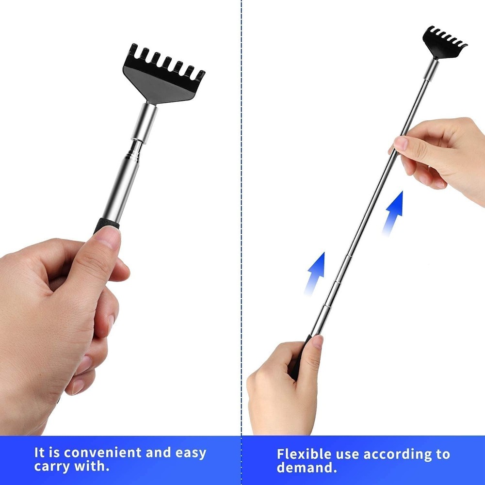 2 Pack Portable Extendable Back Scratcher, Stainless Steel Telescoping Back Scra