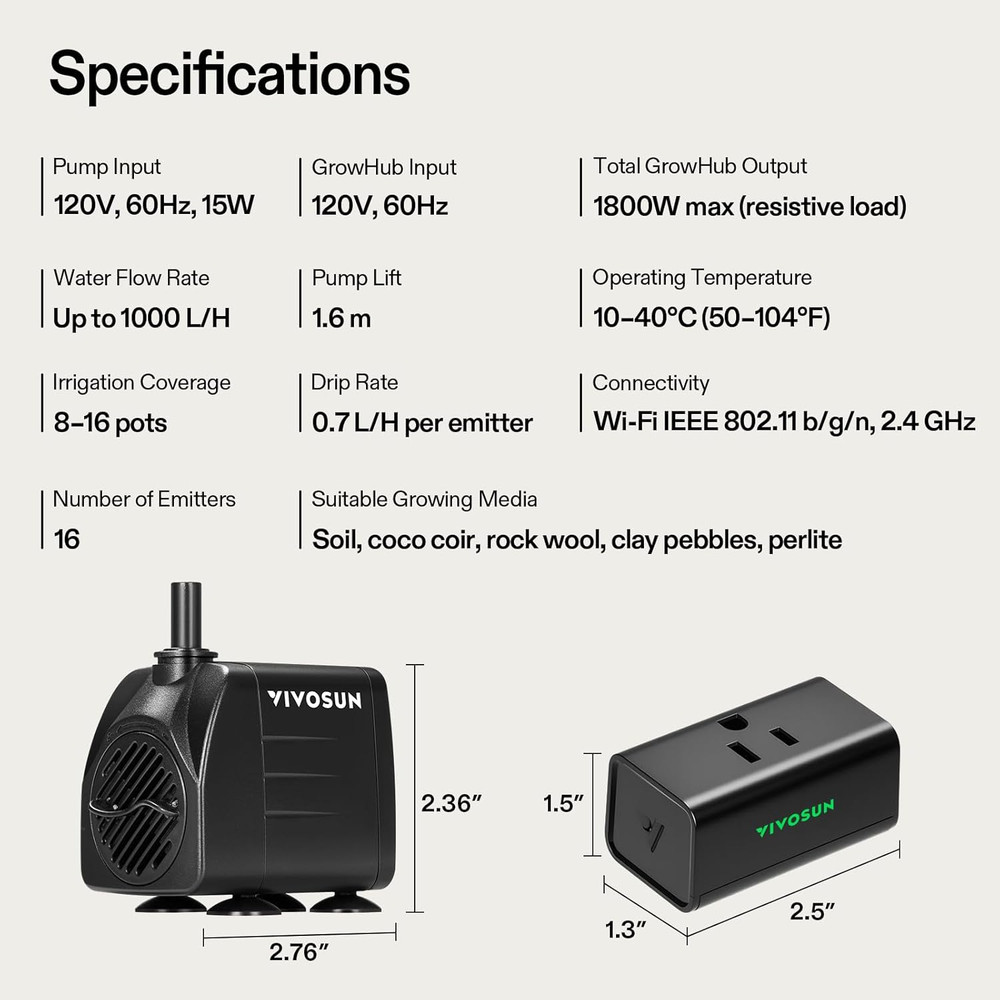 VIVOSUN Automatic Drip Irrigation Kit, Smart Watering System with 16 Drip Emitte